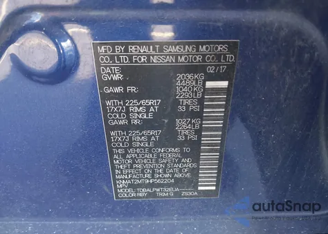 2017 Nissan Rogue S z USA, uszkodzony, nr VIN KNMAT2MT9HP562204